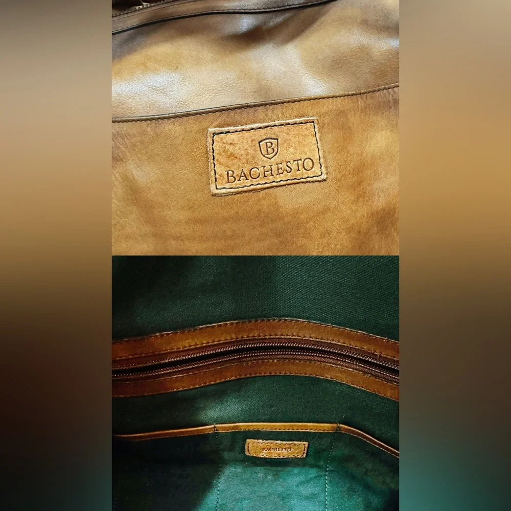 Premium Tan Leather Weekender Bag 100% Genuine Leather Duffel Carry On Travel - Picture 5 of 6